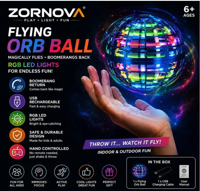 Hand-Controlled Flying Orb Ball, USB Rechargeable